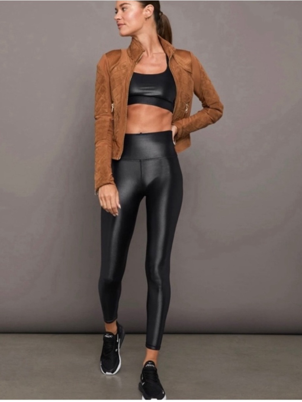 Carbon38 takara high rise shine leggings black size small